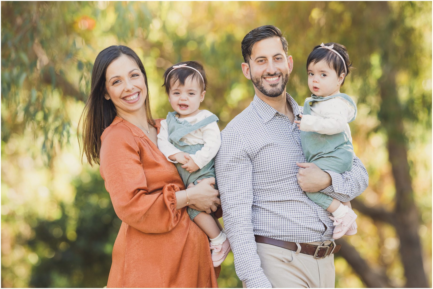 A family poses at the secret field during their Los Angeles Mini Session