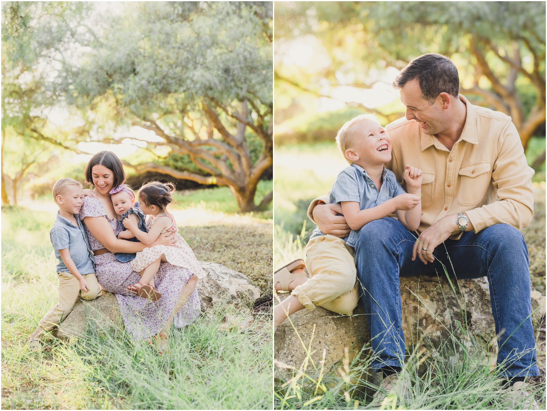 A family poses for mini session photos in Southern California