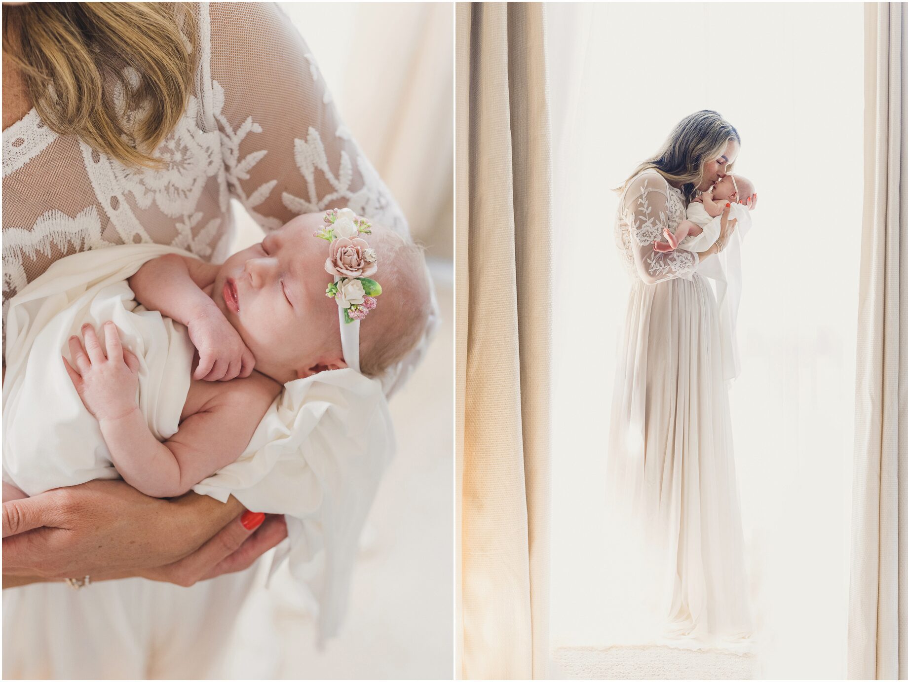 Emma and her mother in their Dreamy PNW Newborn Photos