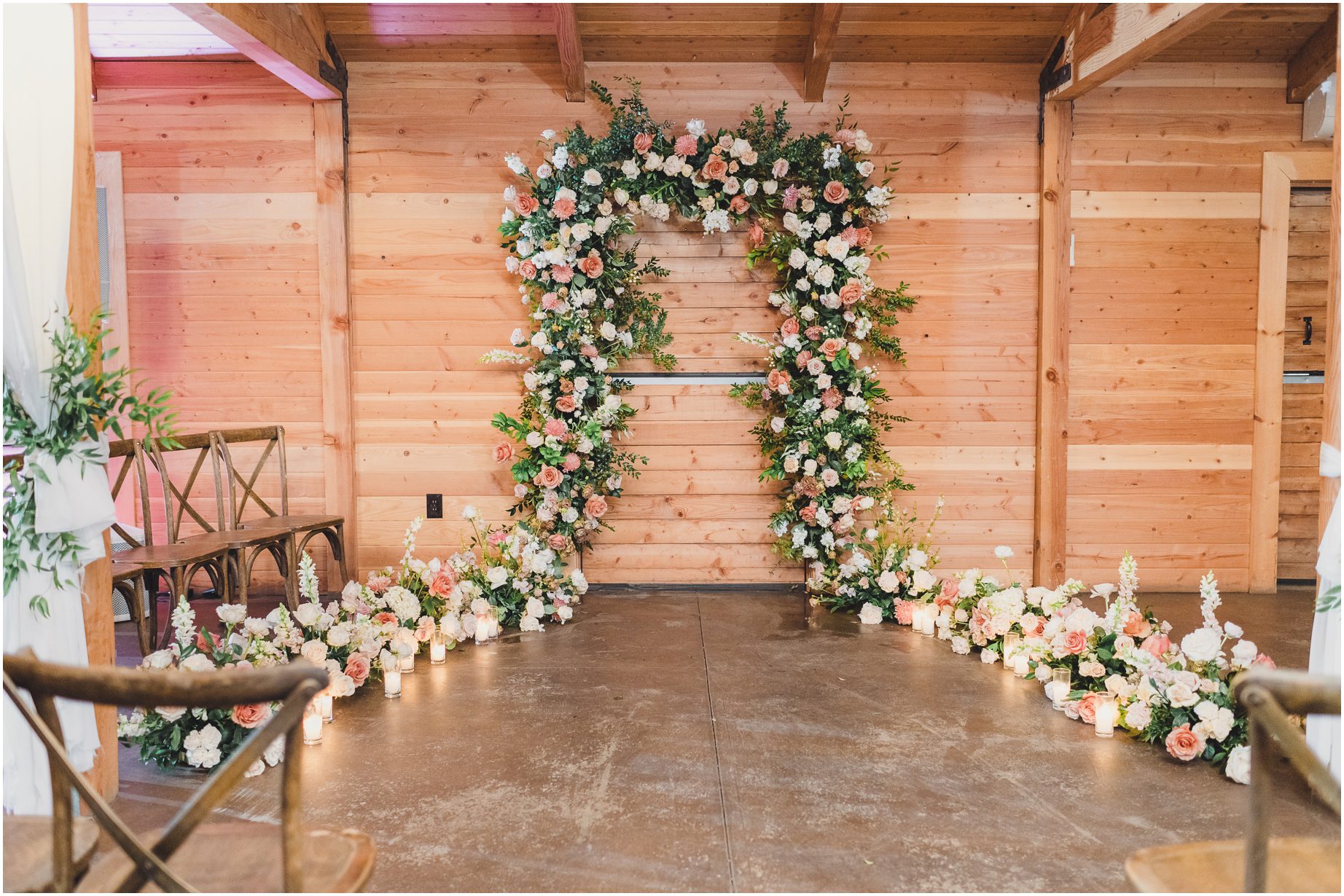 A wedding ceremony setup in Oak Glen California