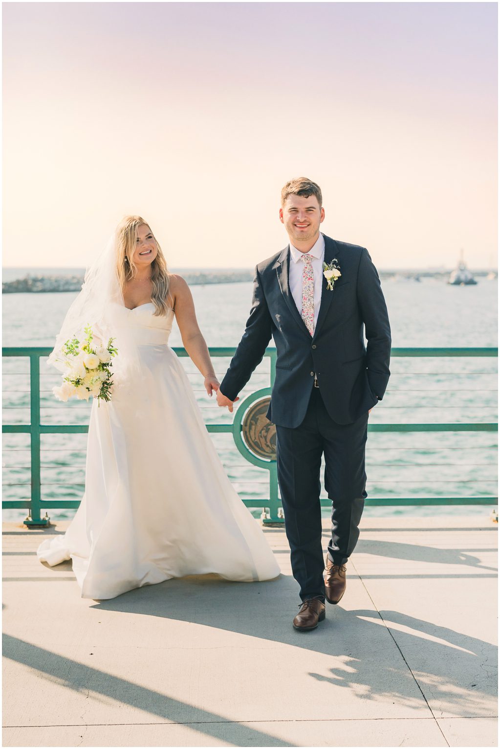 Bride and groom at Redondo Beach Pier