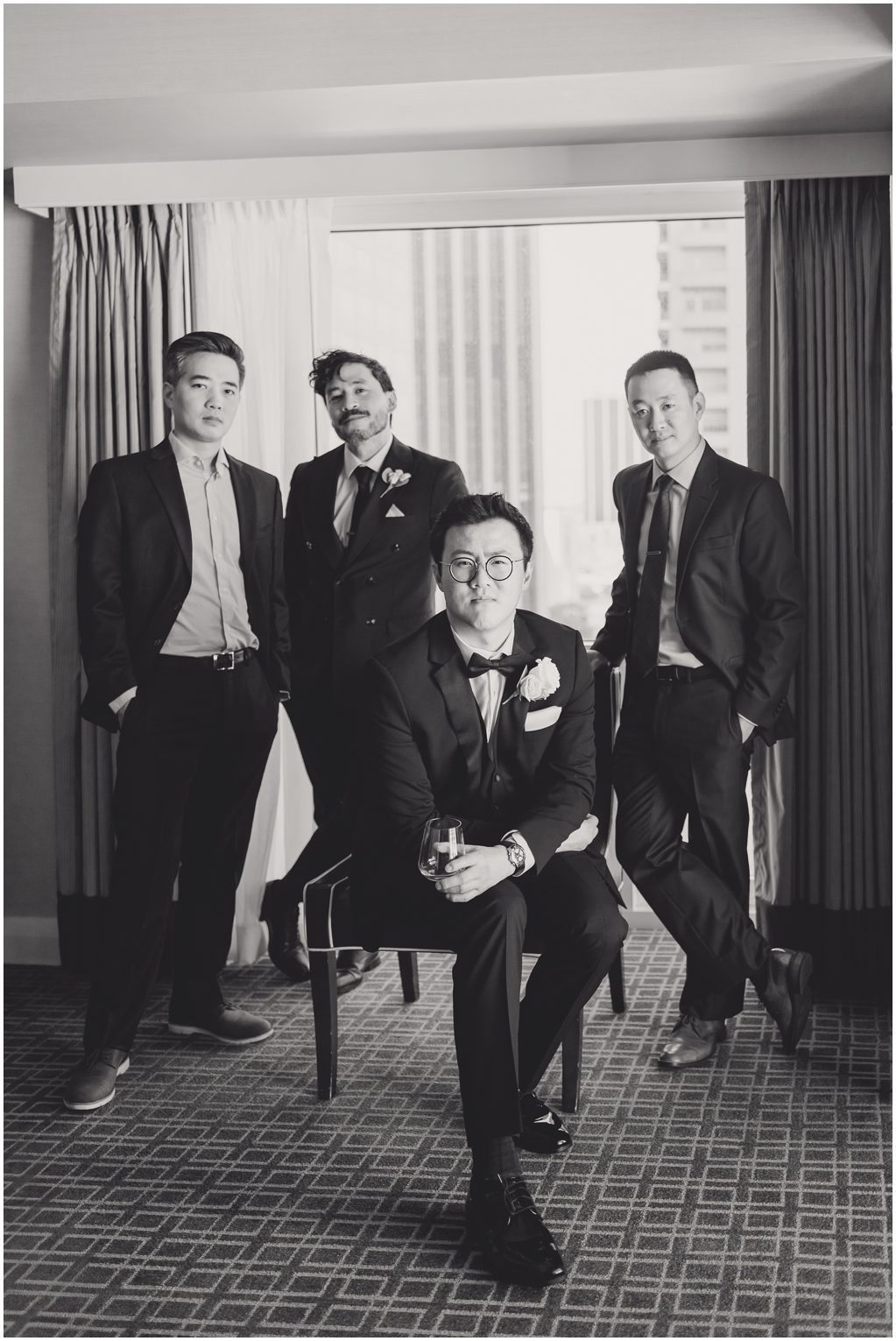 Groom and groomsmen Downtown LA wedding photographer