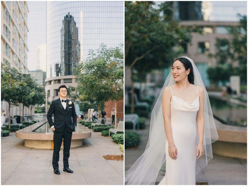 Bride and groom separate portraits