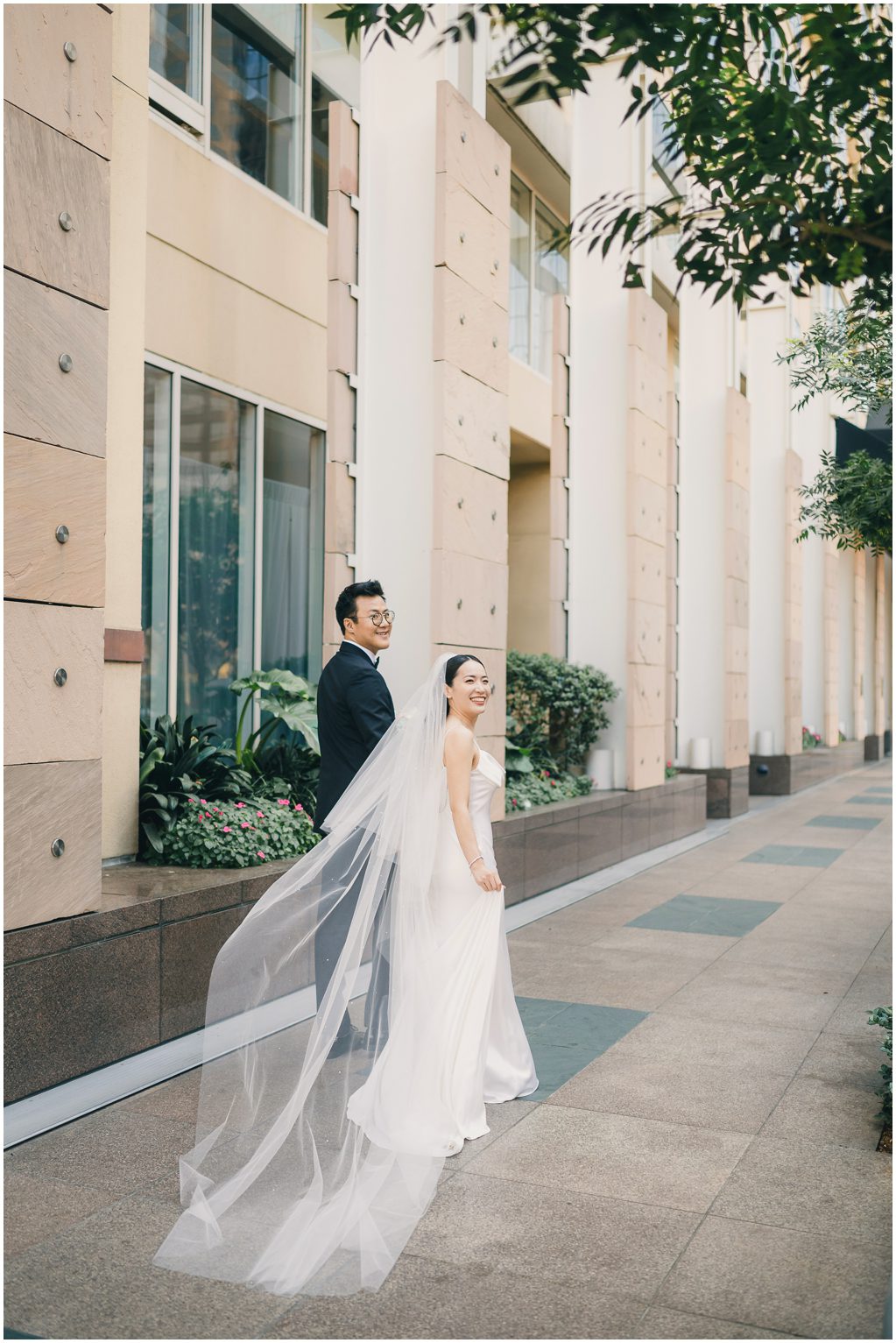 Bride and groom in downtown LA