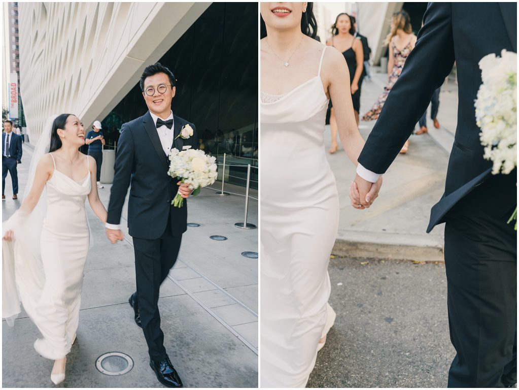 Bride and Groom walk downtown LA