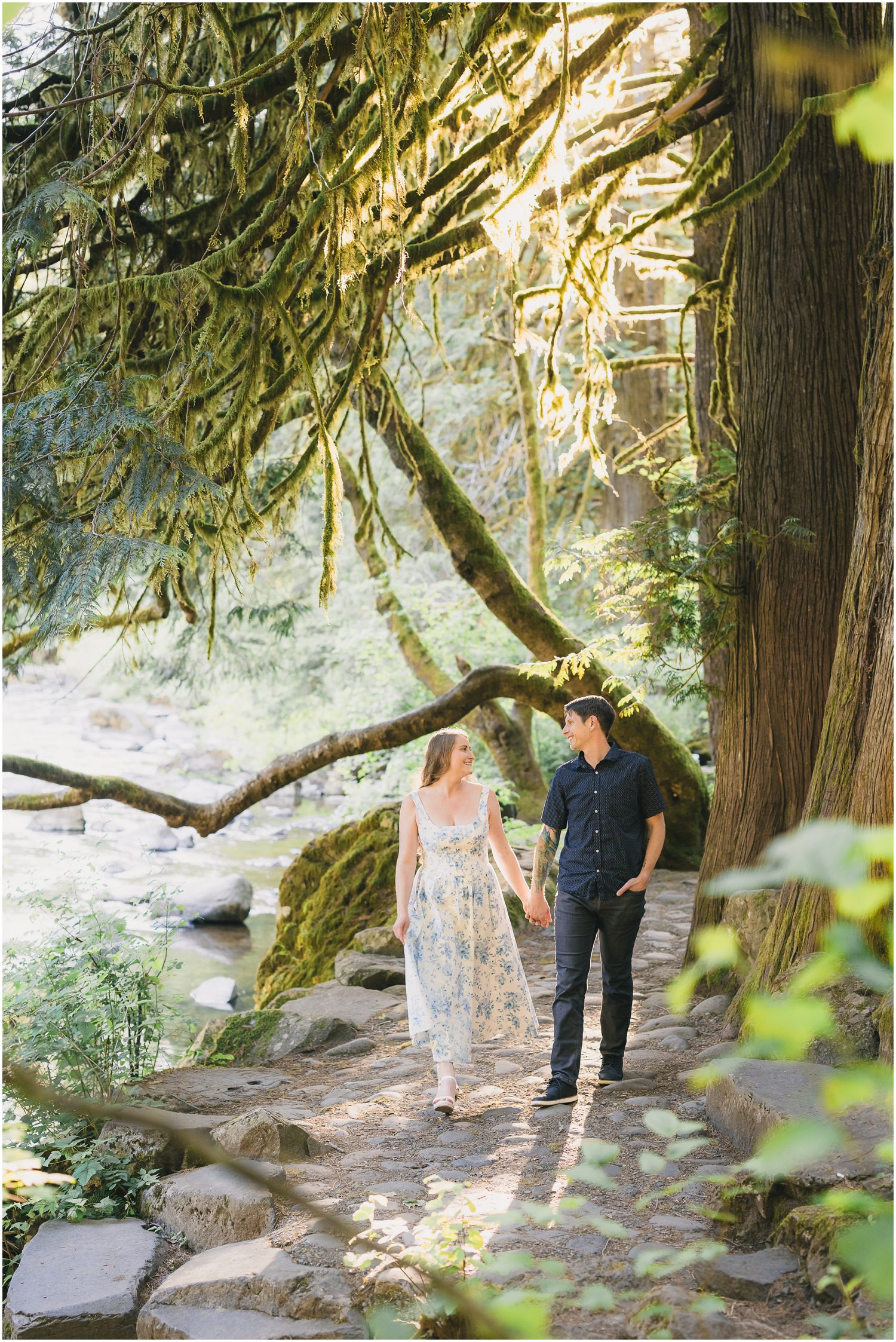 Magic at Moulton Falls // Engagement Pictures from a dream 8 A couple stands near a tree at moulton falls